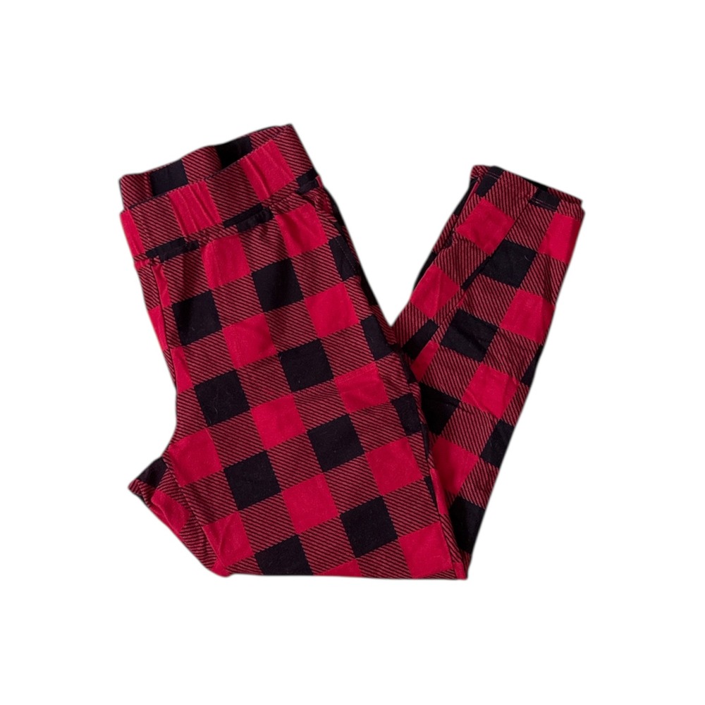 Torrid Womens Size 2 Buffalo Plaid Leggings Red Black Checkered Cotton Stretch